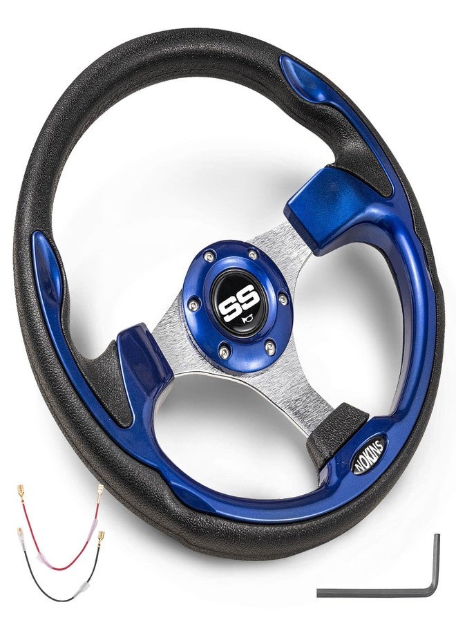 NOKINS 12.5" Universal Golf Cart Steering Wheel, Fit EZGO TXT&RXV Club Car DS&Precedent Yamaha, Most Golf Carts (Blue) - Image 1