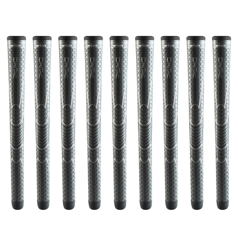 Winn Dri-Tac Oversize (+1/8â€) Dark Gray Golf Grips (9-Piece Bundle) - Image 1