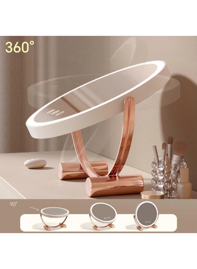 ARABIQO 10x9 Inch Lighted Vanity Mirror, 3-Color Dimmable LED Makeup Mirror with Touch Control, 360° Rotation Tabletop Mirror for Bedroom & Travel, Portable Smart Beauty Mirror for Desk or Dressing Table - Image 4