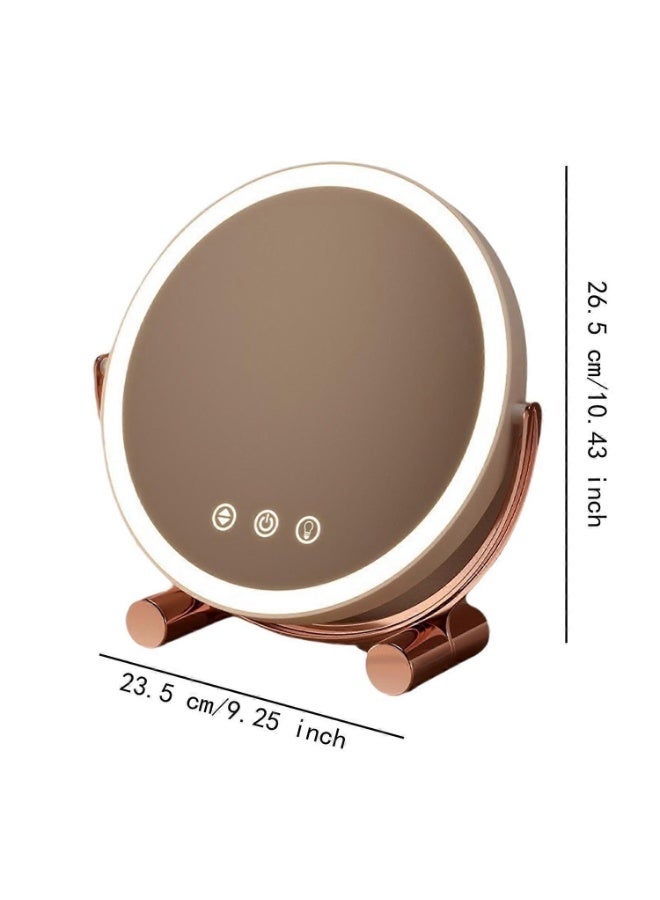 ARABIQO 10x9 Inch Lighted Vanity Mirror, 3-Color Dimmable LED Makeup Mirror with Touch Control, 360° Rotation Tabletop Mirror for Bedroom & Travel, Portable Smart Beauty Mirror for Desk or Dressing Table - Image 3