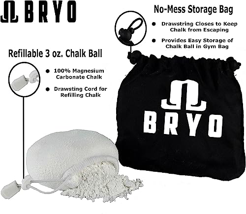 BRYO Chalk Ball 3 oz with Storage Bag - Premium Chalk for Rock Climbing, Weightlifting, Gymnastics, Crossfit & More - Mess Free Gym Chalk with Refillable Sock - Natural Drying Formula - Image 2