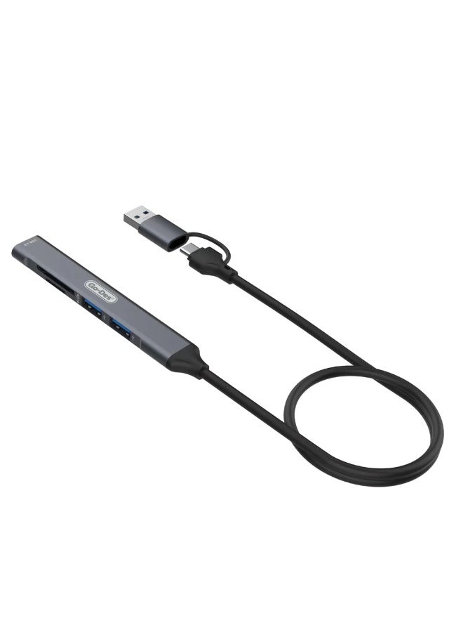 Go DESI Go-Des 7-in-2 USB Hub Docking Station – High-Speed 7 Ports USB 3.0/2.0 Type-C Adapter for Laptop & PC – Multiport Cable Adapter for Data Transfer & Charging - Image 1