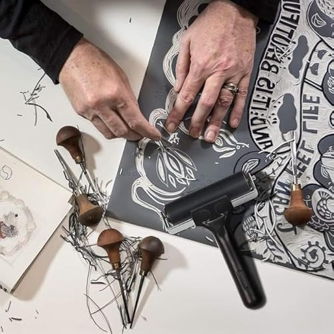 RUBBER ROLLER, 15CM BRAYER INK ROLLER FOR LINEN PRINTING, ARTISTIC INK PAINTING ROLLER TOOL FOR WALLPAPER AND CRAFTS - Image 3