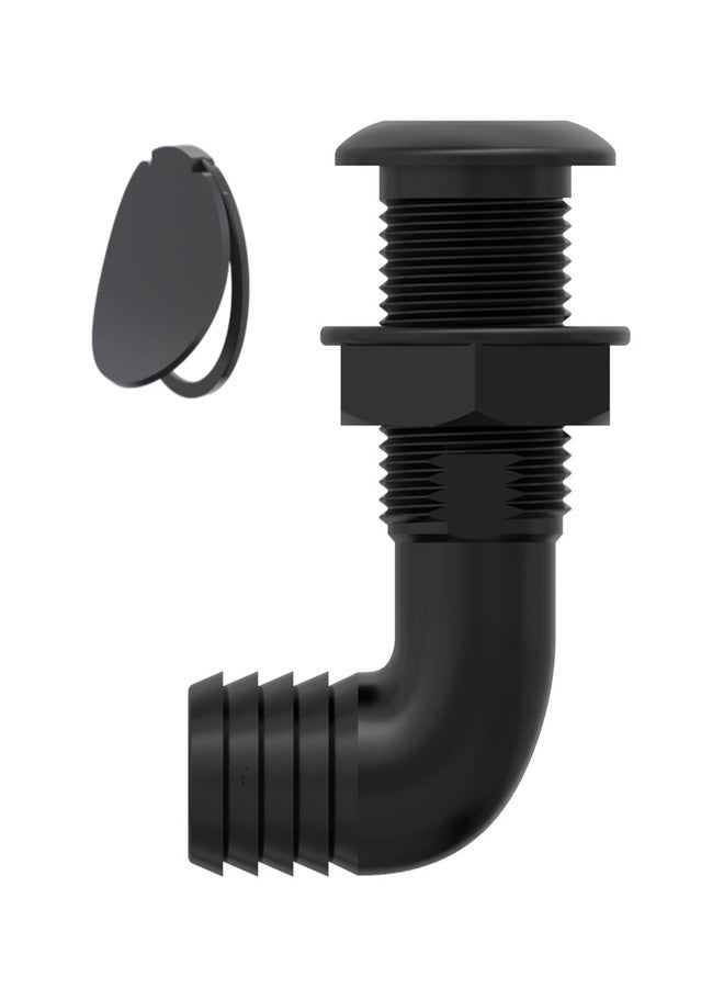 SEAFLO 1-1/8" 90° Angled Thru Hull Through-Hull Fitting with Built-in-Check Valve - Anti-Corrosion and Ultra-Durable for Marine, Boat, Yacht, RV, Truck - 4-Year Warranty! (1-1/8", Black, 1-Pack) - Image 2