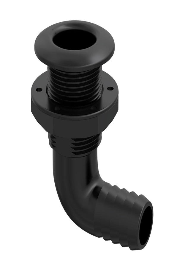 SEAFLO 1-1/8" 90° Angled Thru Hull Through-Hull Fitting with Built-in-Check Valve - Anti-Corrosion and Ultra-Durable for Marine, Boat, Yacht, RV, Truck - 4-Year Warranty! (1-1/8", Black, 1-Pack) - Image 1
