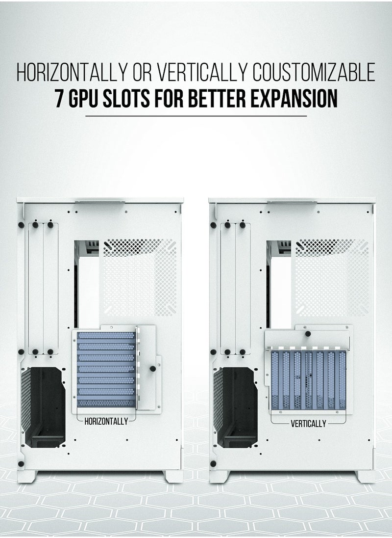 Tortox - Tortox Prism Triple Glass Panel ATX/M-ATX Gaming PC Case with 7*ARGB PWM Fans, Type-C USB Port, Supports 360MM Radiator, 7 Expansion Slot, Included GPU stand- Gaming Case - Image 1