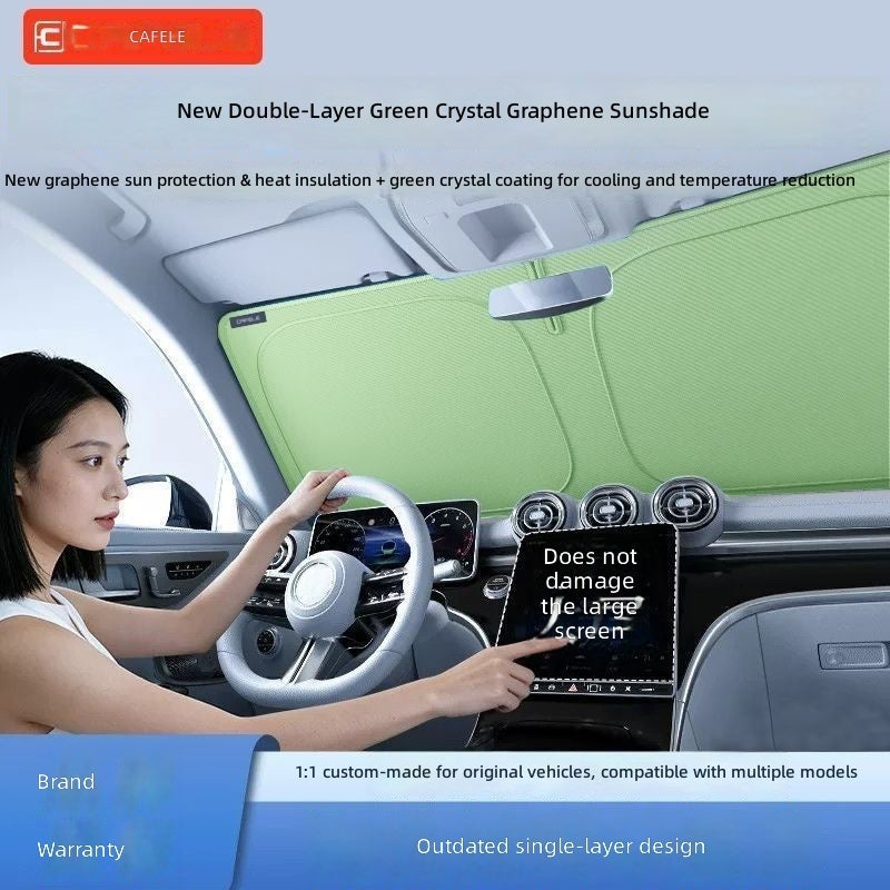 Cafele Car Front Windshield Sunshade - Titanium Silver Fabric Sun Protection & Heat Insulation Shield for Vehicles - Image 4