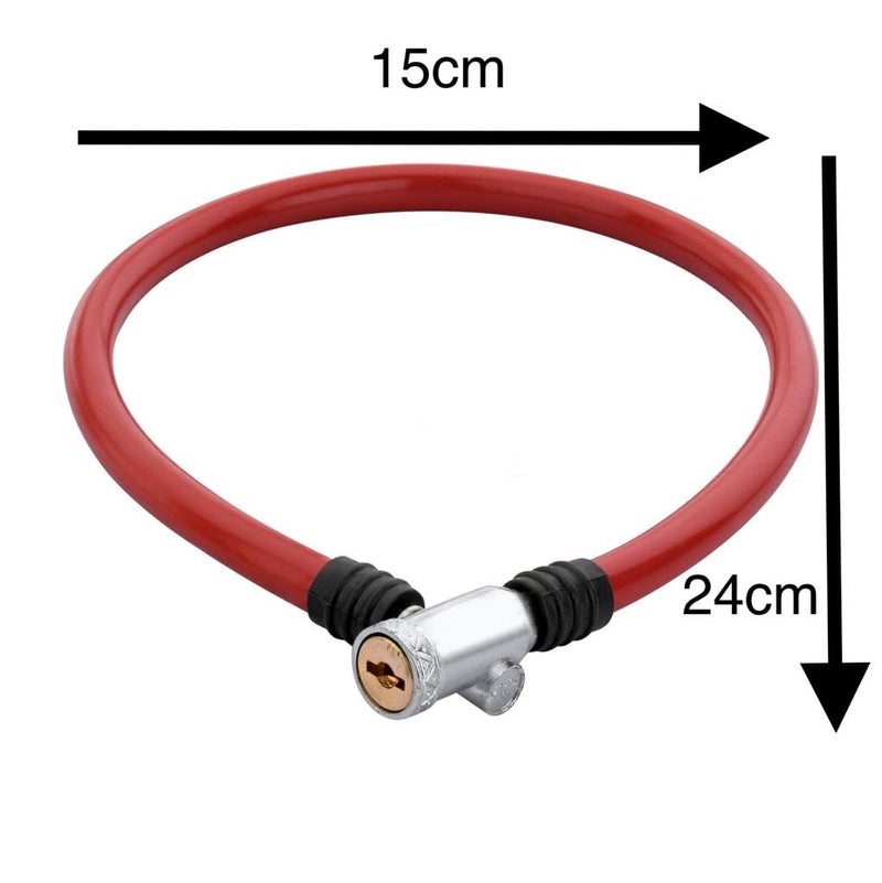 Konio Heavy Duty Steel Cable Lock Anti-Theft with 2 Keys for Helmet, Cycle, Luggage & Bicycle (Pack-2, Red). - Image 4