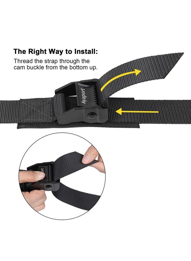Ayaport Lashing Straps with Buckles Adjustable Cam Buckle Tie Down Cinch Strap for Packing Black 4 Pack - Image 4