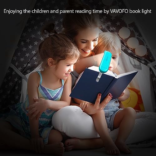 VAVOFO USB Rechargeable Book Light, Blue Light Blocking, Amber Light Clip On Bookmark Shaped Reading Light, Eye Care 6 LEDs Book Light for Bookworms Reading in Bed with 9 Lighting Modes (Blue) - Image 4