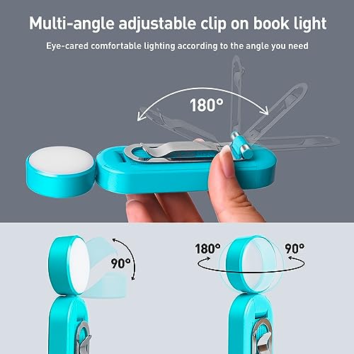 VAVOFO USB Rechargeable Book Light, Blue Light Blocking, Amber Light Clip On Bookmark Shaped Reading Light, Eye Care 6 LEDs Book Light for Bookworms Reading in Bed with 9 Lighting Modes (Blue) - Image 5