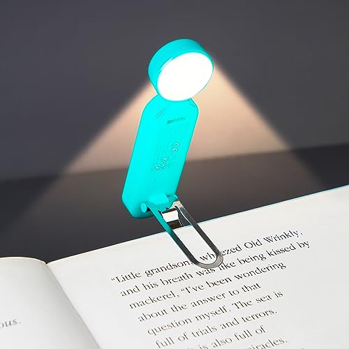 VAVOFO USB Rechargeable Book Light, Blue Light Blocking, Amber Light Clip On Bookmark Shaped Reading Light, Eye Care 6 LEDs Book Light for Bookworms Reading in Bed with 9 Lighting Modes (Blue) - Image 2