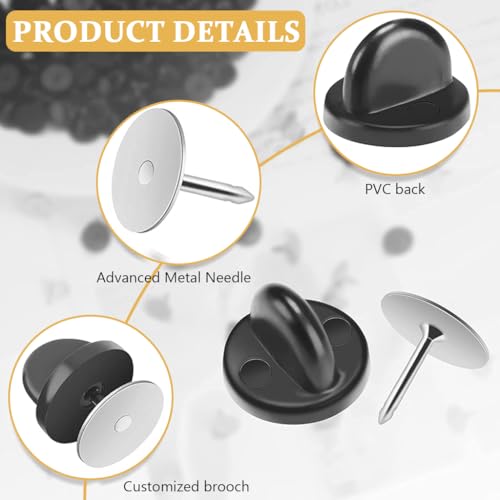 PALAY® 50 Pairs Rubber Blank Pin Backs Butterfly Clutch Backings Holder Tie Tacks, Replacement Lapel Enamel Pins Backings Clasps for Badge DIY Crafts Making (10mmx9mm) - Image 4