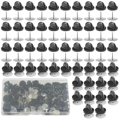 PALAY® 50 Pairs Rubber Blank Pin Backs Butterfly Clutch Backings Holder Tie Tacks, Replacement Lapel Enamel Pins Backings Clasps for Badge DIY Crafts Making (10mmx9mm) - Image 1