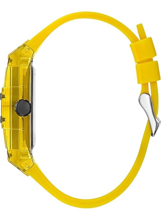 Guess Phoenix Multi Function Black Dial Yellow Rubber Strap Watch for Men - GW0203G6 - Image 2
