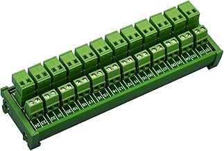 Electronics-Salon DIN Rail Mount Pluggable 12x2 Position 10A / 300V Screw Terminal Block Distribution Module. (Top Wire - Image 1