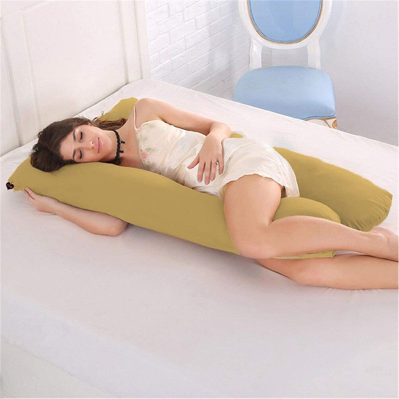 COOZLY Body Contour U Shape Prregnancy Pillows with 100% Cotton Zippered Covers | Pregnocare Microfibre| Pregnancy Pillow for Sleeping (Mustard) - Image 2