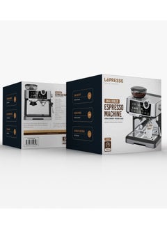 LePRESSO Espresso Coffee Machine Dual Boiler /Coffee Maker with Milk Frother Nozzle / Automatic Shutdown / Adjustable Grinder /Pressure Gauge / Large Tank Capacity /Cup Warmer - Silver  - Image 4