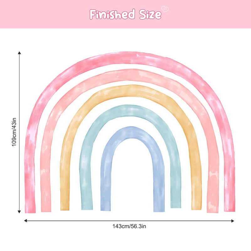 Supzone 56"x43" Large Rainbow Wall Decals Mural for Girls Nursery Peel and Stick Rainbow Vinyl Wall Art Stickers for Kids Toddlers Bedroom Playroom Classroom - Image 4