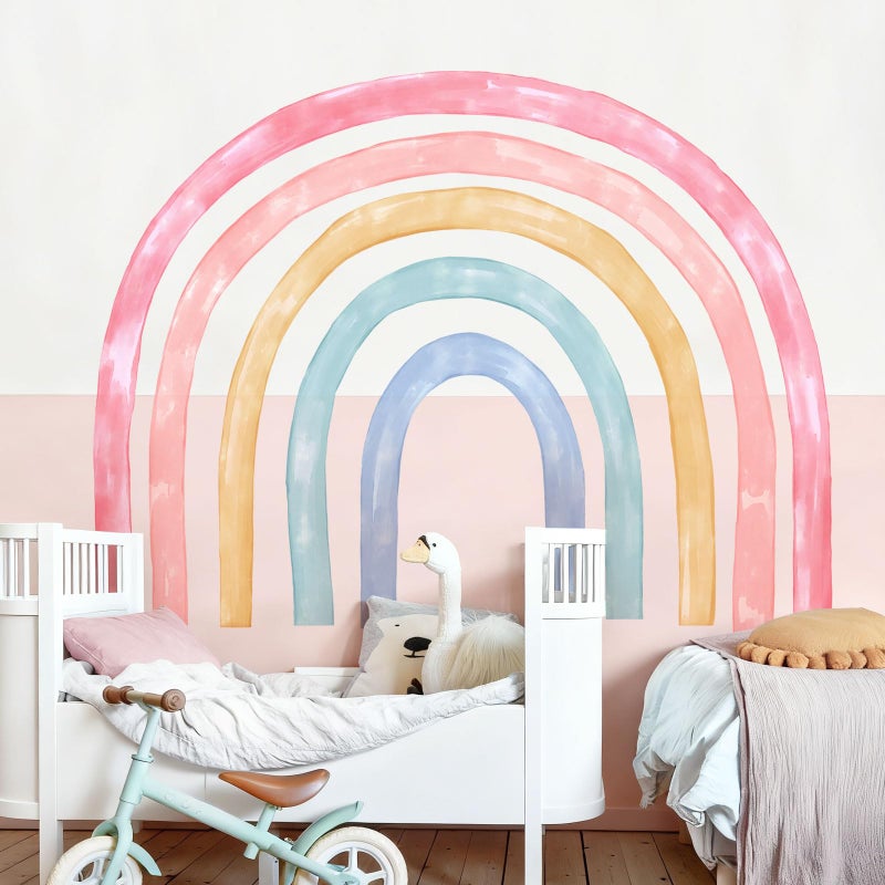 Supzone 56"x43" Large Rainbow Wall Decals Mural for Girls Nursery Peel and Stick Rainbow Vinyl Wall Art Stickers for Kids Toddlers Bedroom Playroom Classroom - Image 2