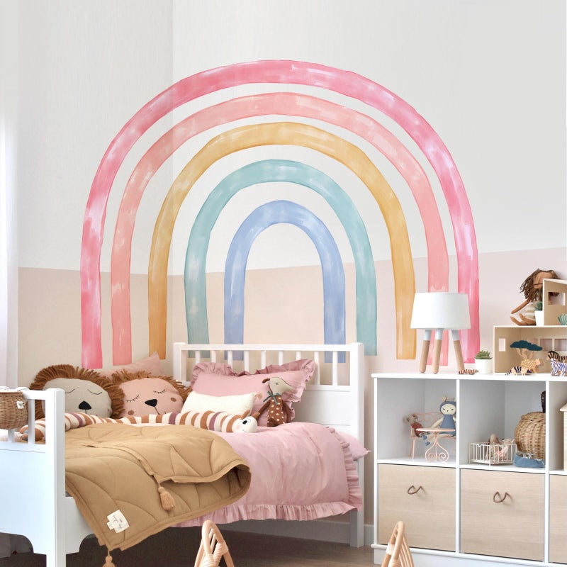 Supzone 56"x43" Large Rainbow Wall Decals Mural for Girls Nursery Peel and Stick Rainbow Vinyl Wall Art Stickers for Kids Toddlers Bedroom Playroom Classroom - Image 3