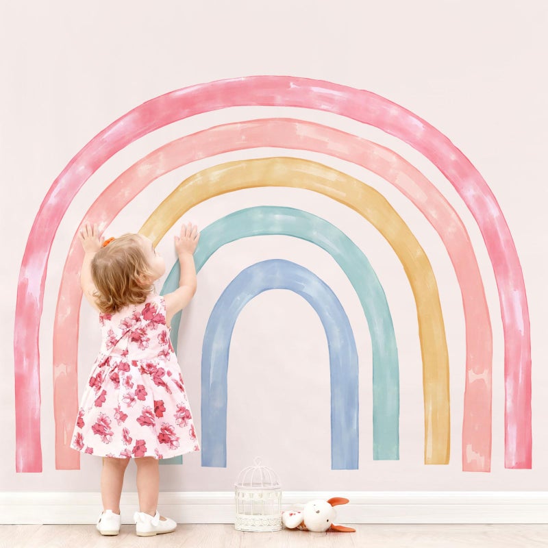Supzone 56"x43" Large Rainbow Wall Decals Mural for Girls Nursery Peel and Stick Rainbow Vinyl Wall Art Stickers for Kids Toddlers Bedroom Playroom Classroom - Image 1