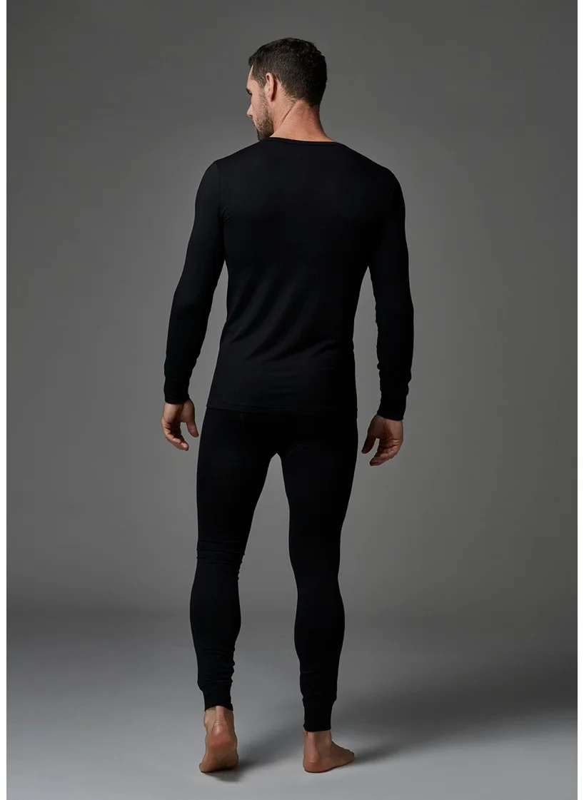 dagi Black V-Neck Long Sleeve Men's Thermal Underwear Single Top