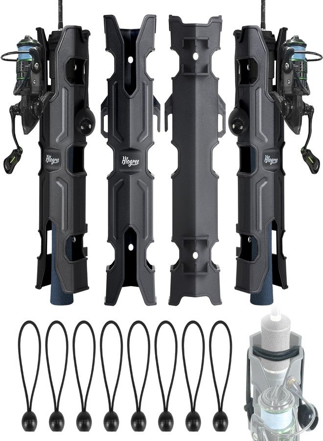 HLOGREE 𝐌𝐄𝐂𝐇𝐀-𝐗 4PCS Rod Holder for Boat,Wall Mounted Boat Rod Holders for Fishing,Fishing Tube Rod Holder for Boats,Garage,Cooler,Trailer,Pole Holders Side Mount for Storage with Scews & 8 Ball Bungees - Image 1
