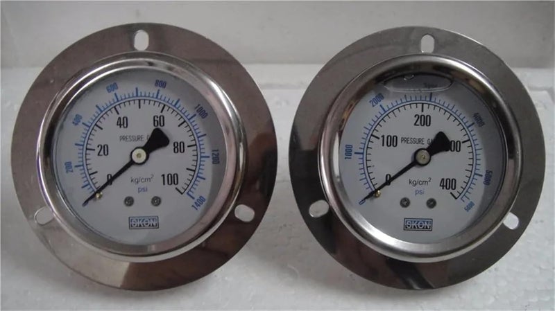 مقياس ضغط نحاسي 60 مم 2.5 بوصة مع شفة أمامية 10 كجم مقاوم للصدمات ومملوء بالزيت - Image 4