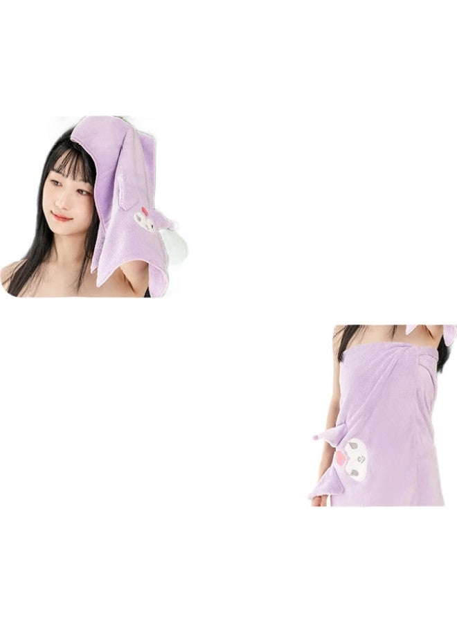 Miniso Kuromi Coral Fleece Bath Towel, Soft, Breathable, Absorbent, Quick-Drying, For Home Use, 140X70Cm - Image 2