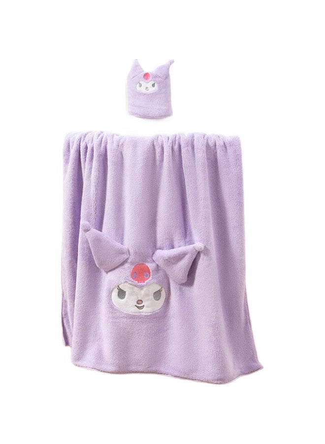 Miniso Kuromi Coral Fleece Bath Towel, Soft, Breathable, Absorbent, Quick-Drying, For Home Use, 140X70Cm - Image 1