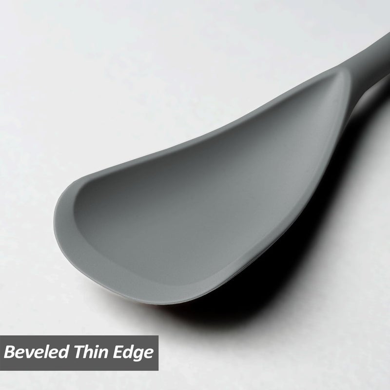 XiaoZu Silicone Spatula Spoon, Great for Both Cooking and Serving Durable BPA-Free Matte Black Silicone, Seamless Design, Safe for Nonstick Cooking Surfaces, 2-Pcs, Gray - Image 4