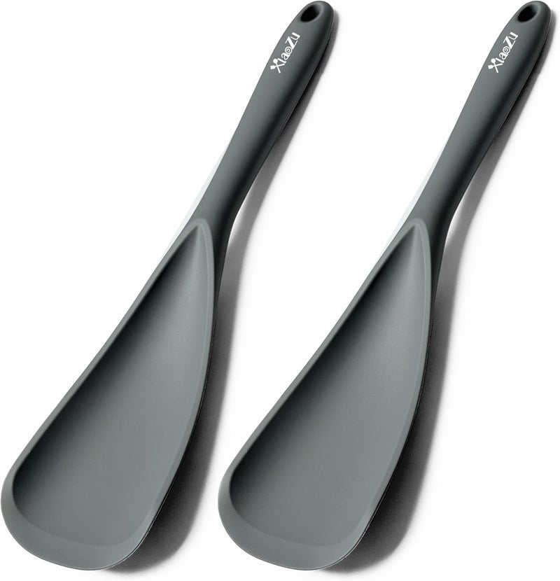 XiaoZu Silicone Spatula Spoon, Great for Both Cooking and Serving Durable BPA-Free Matte Black Silicone, Seamless Design, Safe for Nonstick Cooking Surfaces, 2-Pcs, Gray - Image 1