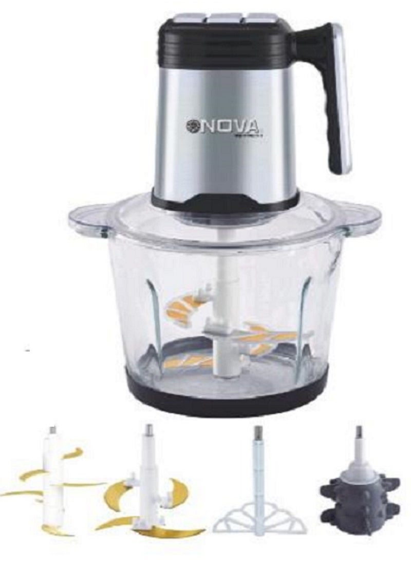 NOVA - 2 in 1 Electric Meat Grinder & Food Processor Chopper | 3L Stainless Steel & Glass Cup | 400W Kitchen Appliance for Efficient Cooking" - Image 1