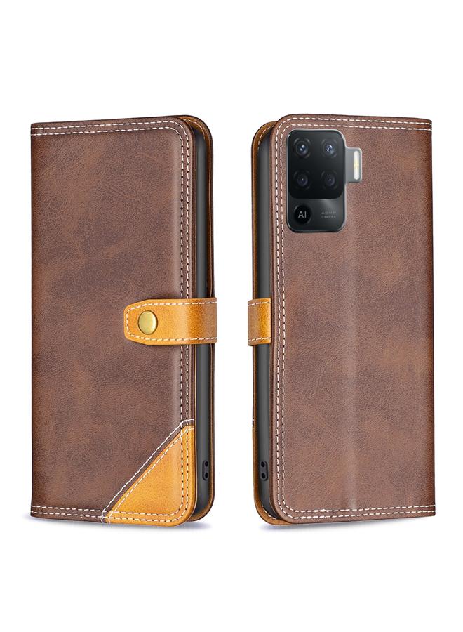 اس-توب جراب لهاتف OPPO A94 4G مصنوع من الجلد بخيوط خياطة مزدوجة متناسقة الألوان - Image 2