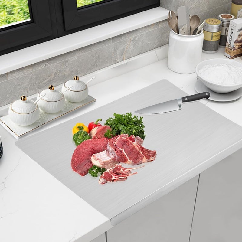 GO Store Premium (35 X 30 CM) StainlessSteel Countertop Chopping Board for Kitchen, Food-Grade Stainless Steel, Ideal for Vegetables, Fruits, Meat, Baking, Non-Slip, Anti-Bacterial - Image 2