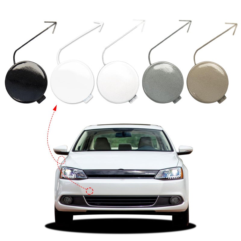 CZShiYue CZShiYue Front Bumper Tow Hook Cover Towing Eye Cap for VW Jetta 2011 2012 2013 2014 5C6807241 5C6807241B (White, Right Passenger Side) Xinpinsai - Image 1