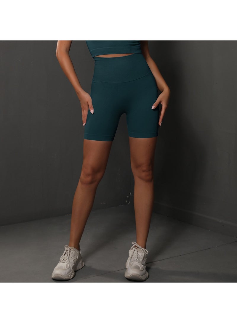 Loquat Squality Seamless Knitted High-Waisted Yoga Pants Sports Fitness Shorts  Ink Blue  - Image 2