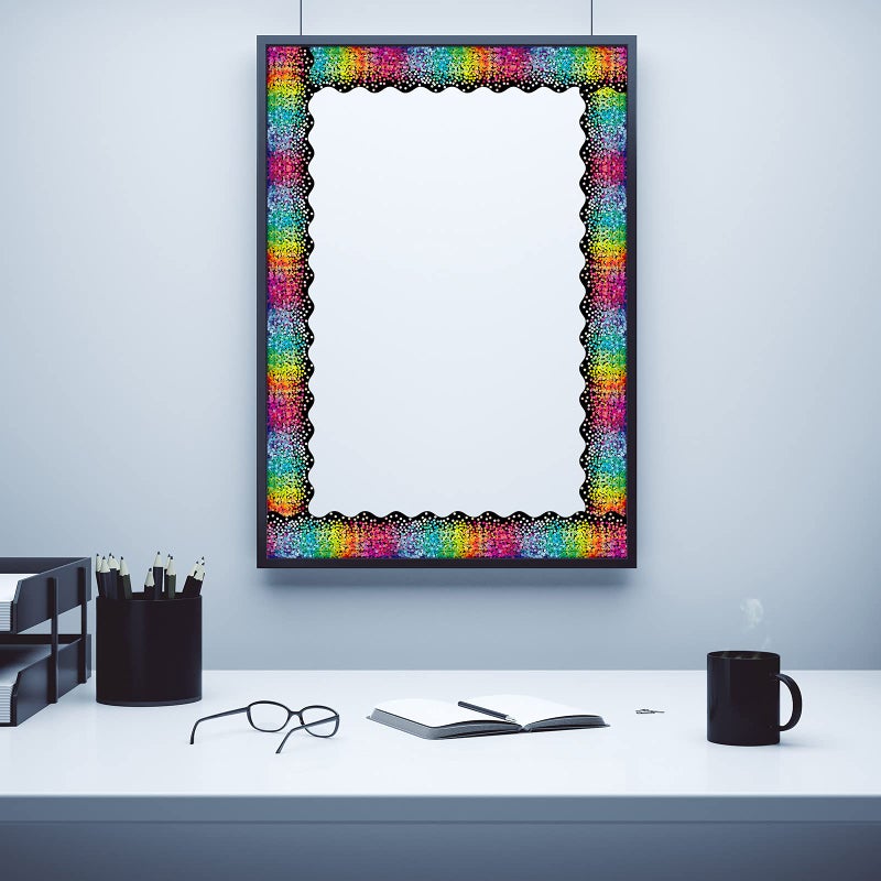 Tenare Bulletin Board Border Self Adhesive Black Confetti Border Colorful Dot Scalloped Rolled Trim for Decorate Bulletin Boards Back to School Decorations Classroom Offices Walls Desks Windows - Image 5