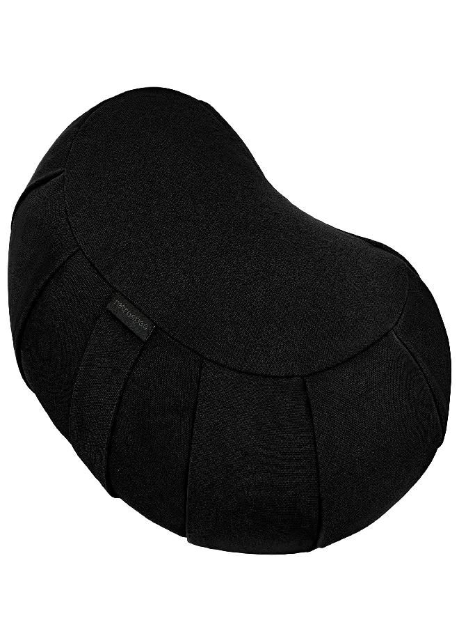 Retrospec Sedona Zafu Meditation Cushion Filled W/Buckwheat Hulls - Yoga Pillow For Meditation Practices - Machine Washable 100% Cotton Cover & Durable Carry Handle; Crescent, Black - Image 1