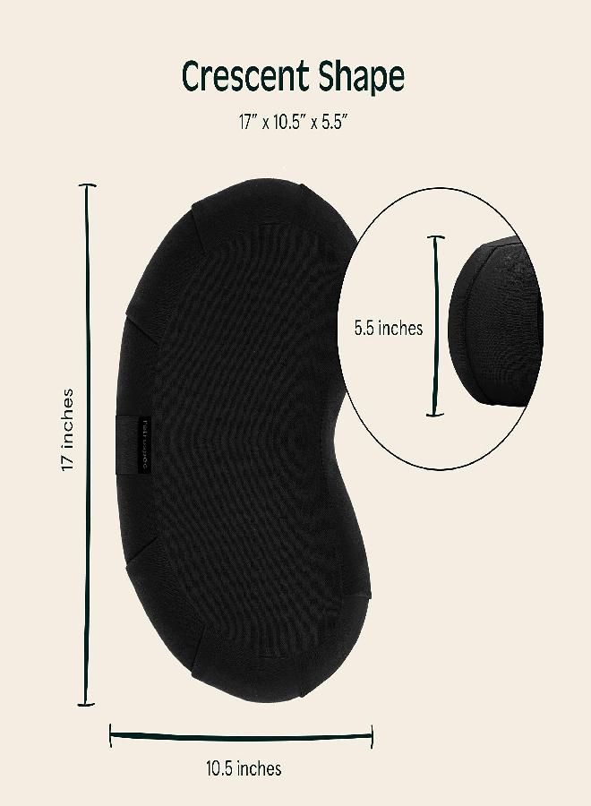 Retrospec Sedona Zafu Meditation Cushion Filled W/Buckwheat Hulls - Yoga Pillow For Meditation Practices - Machine Washable 100% Cotton Cover & Durable Carry Handle; Crescent, Black - Image 3