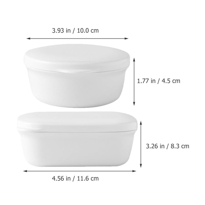 Portable Soap Box Leakproof Shower Soap Holder White Rectangular and Round 2Pcs - Image 3