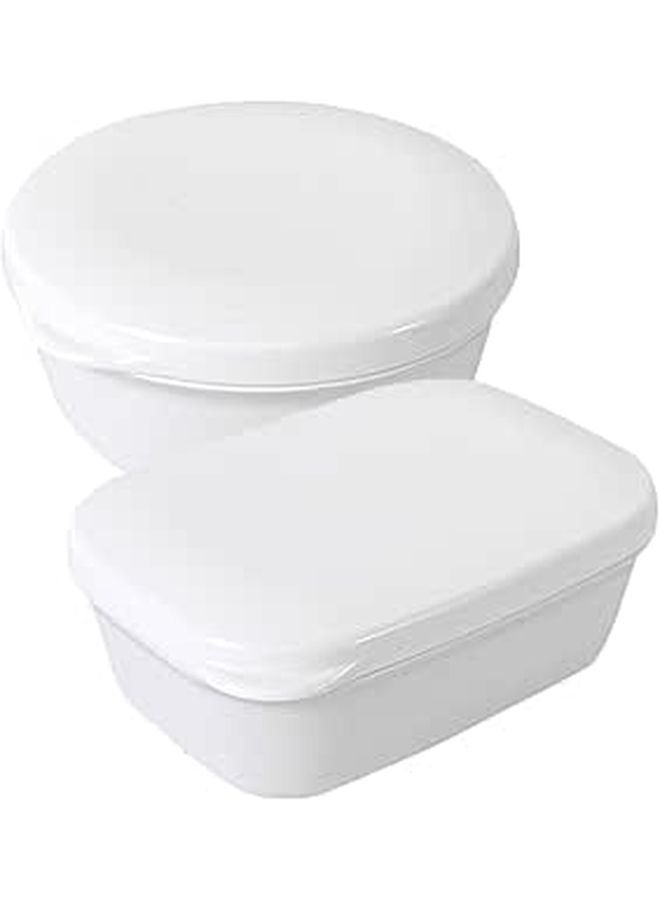 Portable Soap Box Leakproof Shower Soap Holder White Rectangular and Round 2Pcs - Image 1