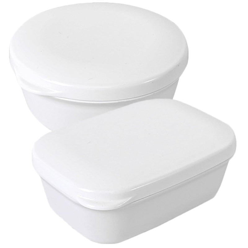 Portable Soap Box Leakproof Shower Soap Holder White Rectangular and Round 2Pcs - Image 2