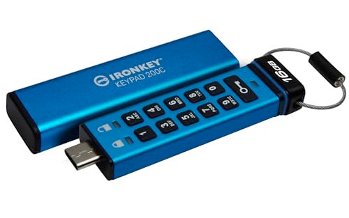 Kingston Ironkey Keypad 200 USB-C 16GB Encrypted Flash Drive | OS Independent | FIPS 140-3 Level 3 | XTS-AES 256-bit | BadUSB and Brute Force Protection | Multi-Pin Option | IKKP200C/16GB - Image 1