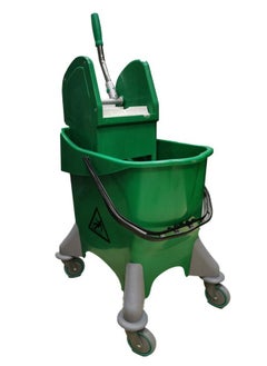 FILMOP Professional Single-Bucket Mop Trolley | Italian Manufactured | 360-Degree Rotating Swivel Wheels | Suitable For Hospitality Settings, Commercial Use, & Professional Use | 30 Liters | Green 