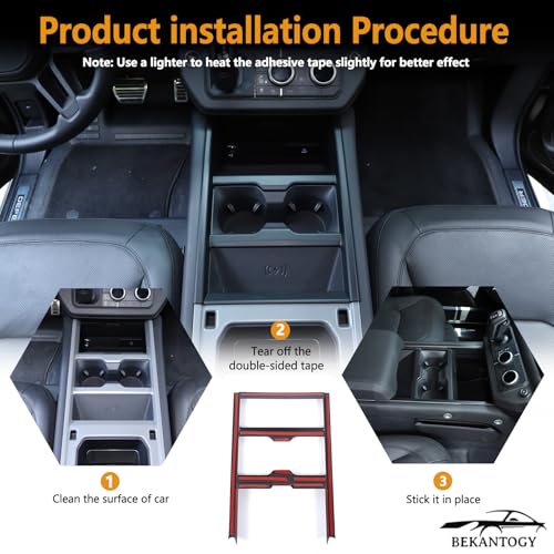 Bekantogy Center Consoles Panel Trim Cover Compatible with Land Rover Defender 90 110 130 2025+ Cup Holder Mouldings Trim Console Anti-Scratch Panel Frame Decorative Sticker Protection (Matte Black) - Image 3