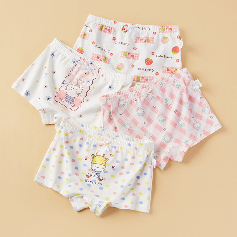Childrens underwear girls bacteriostatic boxer shorts fine shuttle cotton underwear baby little girl boxer underwear a generation of hair DH055 a dozen batch, full color