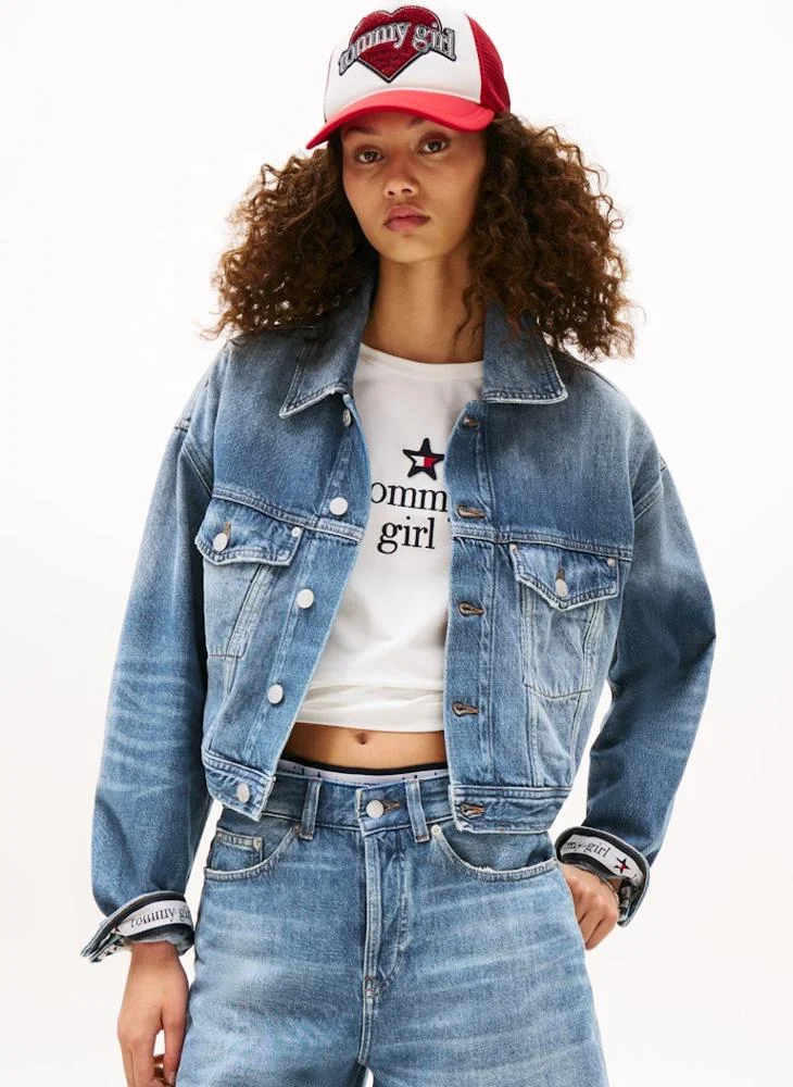 تومي جينز Oversized Cropped Trucker Jacket
