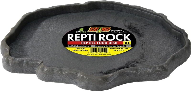 Zoo Med Repti Rock Reptile Food Dish - Extra Large, BPA Free, Indestructible Plastic - Image 1